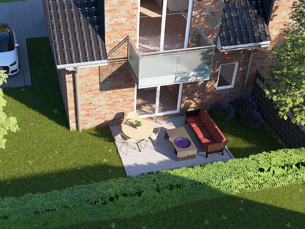 team hausbau skizze bauprojekt detail terrasse mehrfamilienhaus gronigerstrasse leer